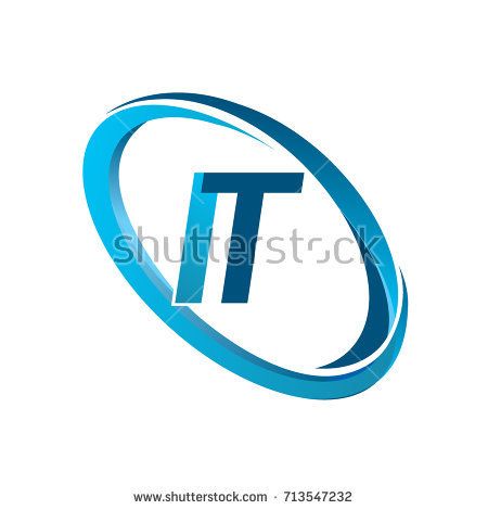 450x470 Letter It Logotype Design For Company Name Colored Blue Swoosh