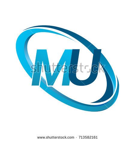 450x470 Letter Mu Logotype Design For Company Name Colored Blue Swoosh