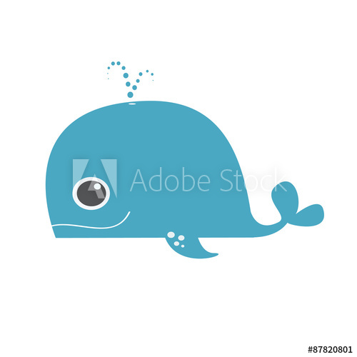 500x500 Cute Blue Whale Vector Design