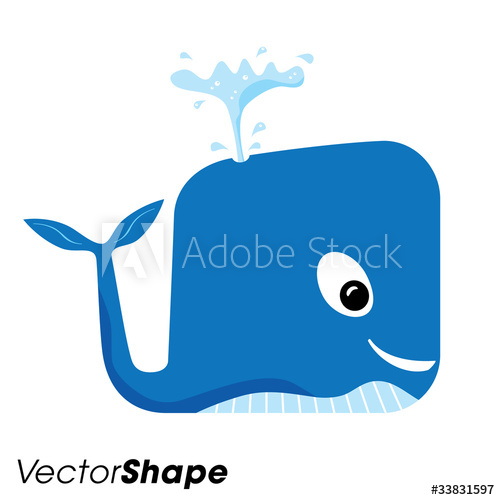 500x500 Happy Cartoon Blue Whale Vector Illustration