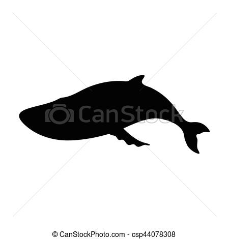 450x470 Silhouettes Of Blue Whale Isolated Black And White Vector Illust
