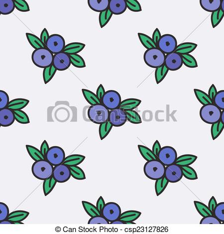 450x470 Seamless Pattern With Blueberry. Vector Illustration. Hand Drawn