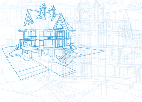 500x357 House Building Blueprint Design Vector 02 Free Download