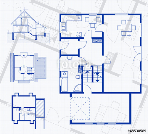 500x453 Floor Plan Blueprint. Vector Illustration Stock Image And Royalty