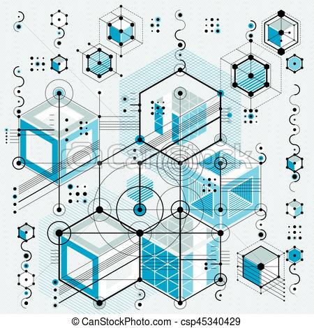 450x470 Architectural Blueprint, Vector Digital Background With Different