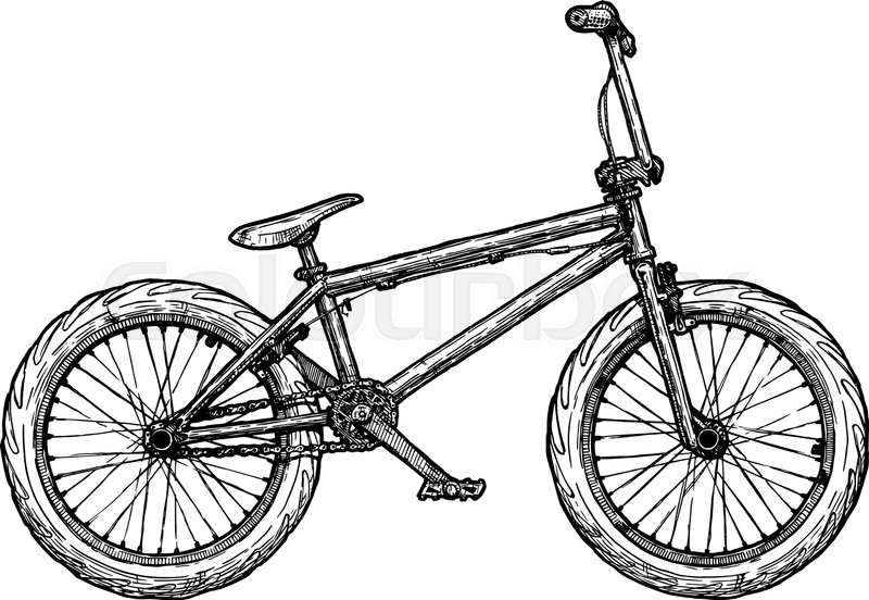 800x552 Off Road Sport Bicycle. Vector Ink Hand Drawn Illustration Of Bmx