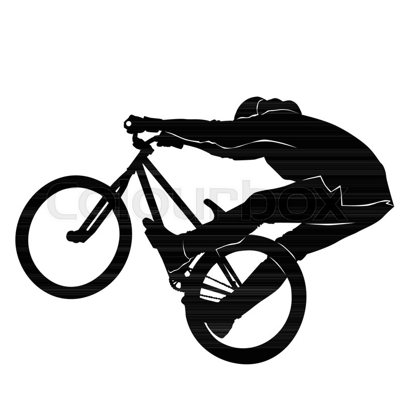 800x800 Teenager Riding A Bmx Bicycle In Black And White Stock Vector