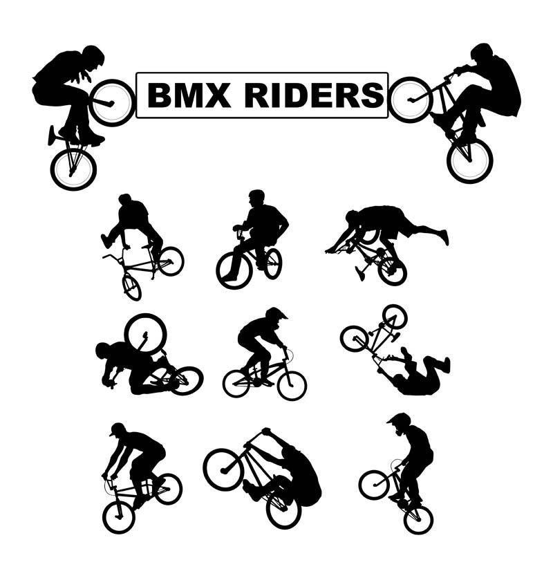 800x836 Bmx Freestyle Riders Vector Silhouettes Set