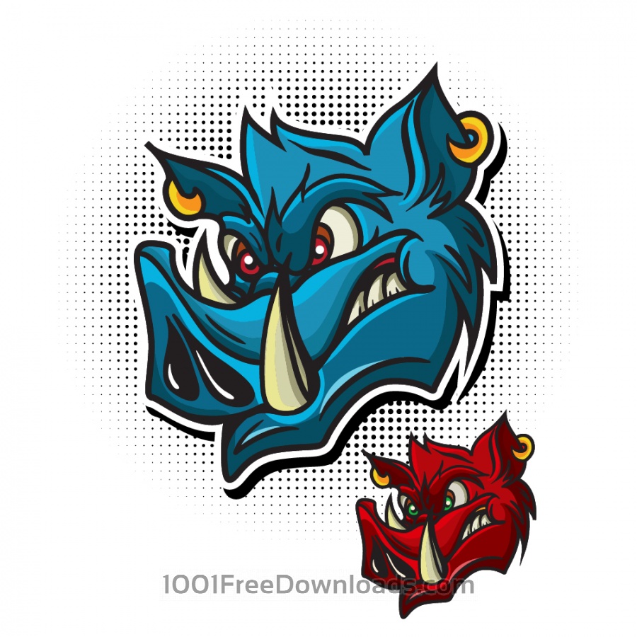 900x900 Free Vectors Cartoon Vector Wild Boar Head Nature