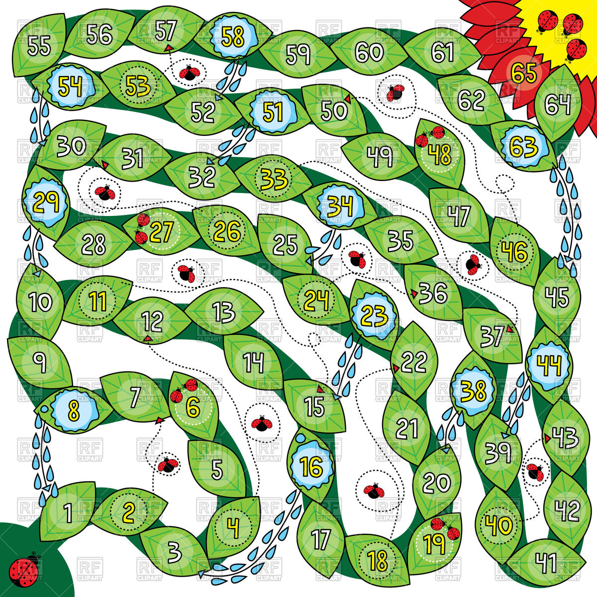 1200x1200 Illustrated Ladybug Board Game With Numbers Vector Image Vector