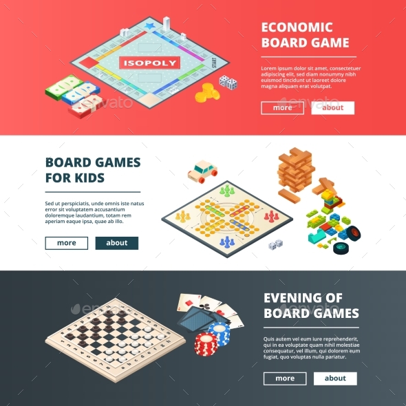 590x590 Banners Of Board Games. Vector Horizontal Banners By Onyxprj