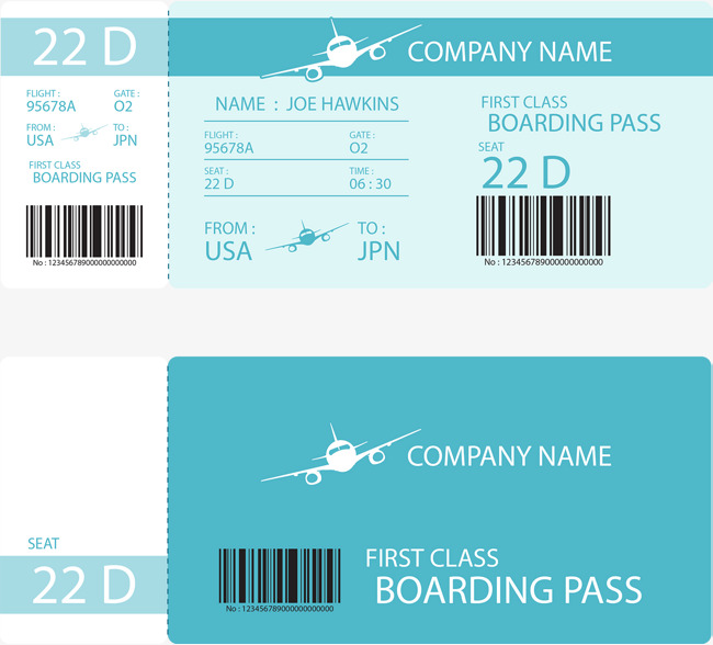 650x588 Blue Fresh Boarding Pass Vector, Blue Vector, Air Tickets