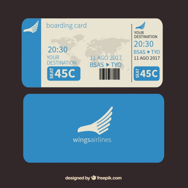 626x626 Blue Boarding Pass With World Map Vector Free Download