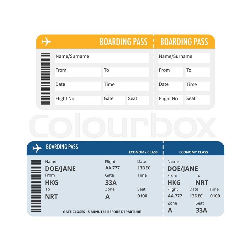 800x800 Boarding Pass Vector, Flat Design Stock Vector Colourbox