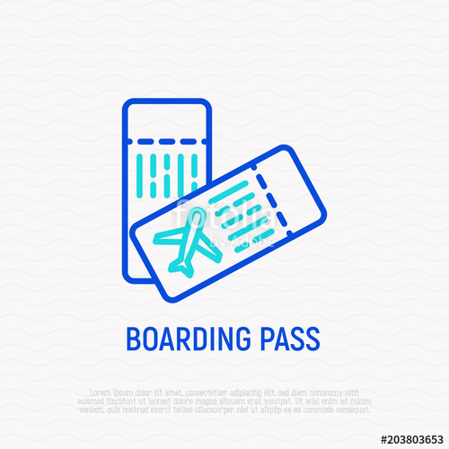 500x500 Tickets For Plane Thin Line Icon. Boarding Pass. Vector
