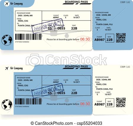 450x425 Variants Of Blue Boarding Pass Airplane Tickets. Two Variants Of