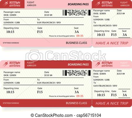 450x405 Airlane Boarding Pass. Vector Illustration. Two Patterns Of
