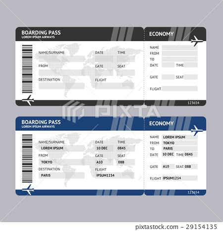 450x468 Airline Ticket Boarding Pass. Vector
