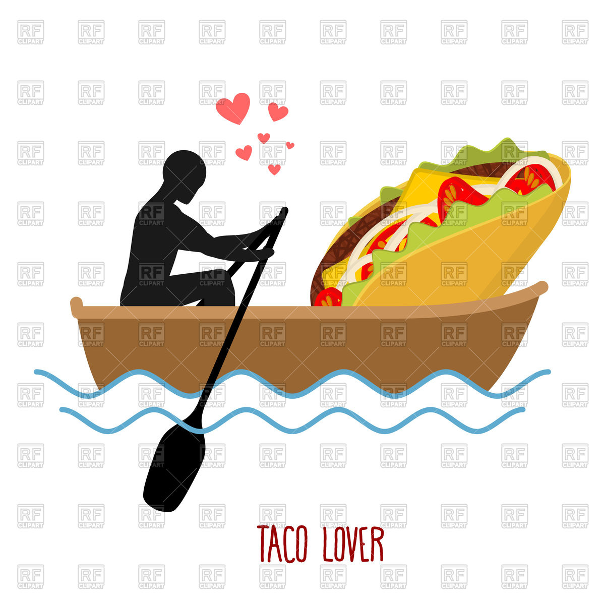 1200x1200 Love In Boat, Man And Taco Ride In Boat Vector Image Vector