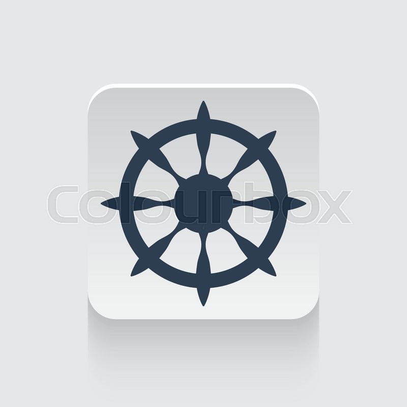 800x800 Flat Black Boat Wheel Icon On Rounded Square Web Button Stock