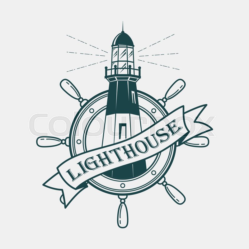 800x800 Lighthouse Building With Ships Or Boats Wheel For Helmsman Or