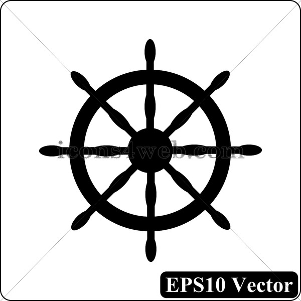 600x600 Nautical Wheel Black Icon. Eps10 Vector.