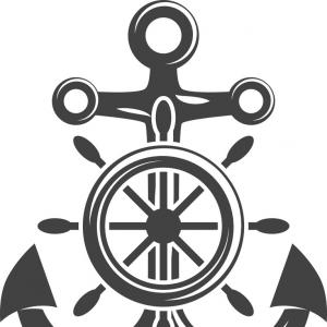 300x300 Stock Photo Ship Steering Wheel And Anchor Navigation Emblem Or