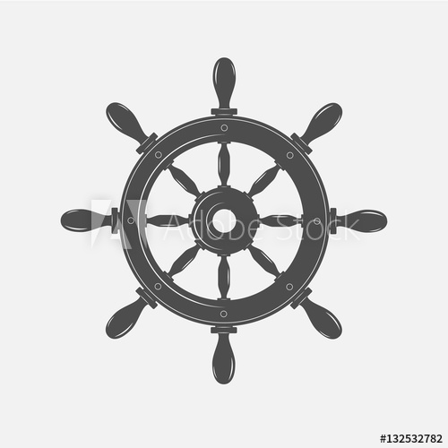 500x500 Boat Steering Wheel Vector Icon On White Background.