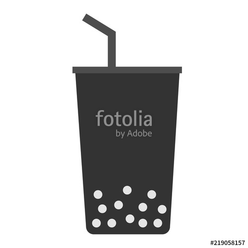 500x500 Bubble Sign. Pearl Milk Tea On White Background. Boba Icon For