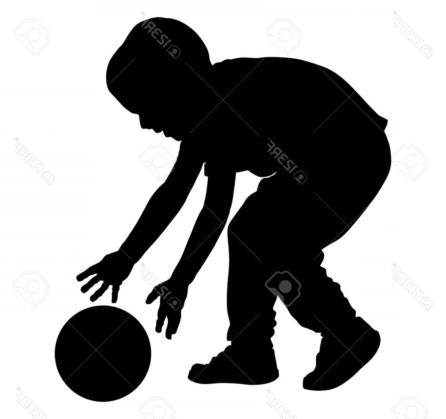 1560x1465 Photostock Vector Happy Little Boy With Ball Vector Silhouette
