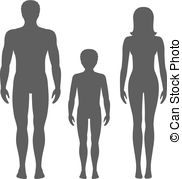 182x179 Drawing Circuit Man, Woman And Child Body, Vector Illustration.