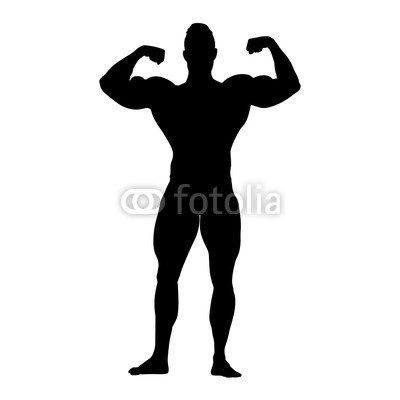 400x400 Bodybuilder Vector Silhouette Strong Standing Man With Big Muscles