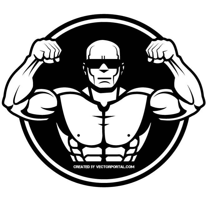 660x660 Bodybuilder Vector Monochrome Image. No Weakness