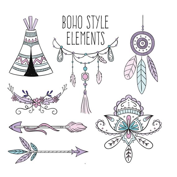 570x570 Boho Vector Elements Digital Clip Art Vector Dreams Logo Etsy