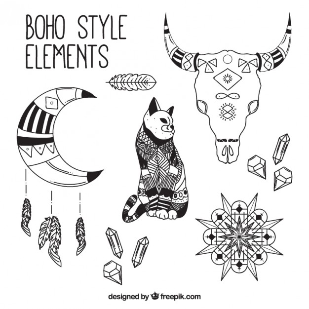 626x626 Cat And Boho Objects Pack Vector Premium Download