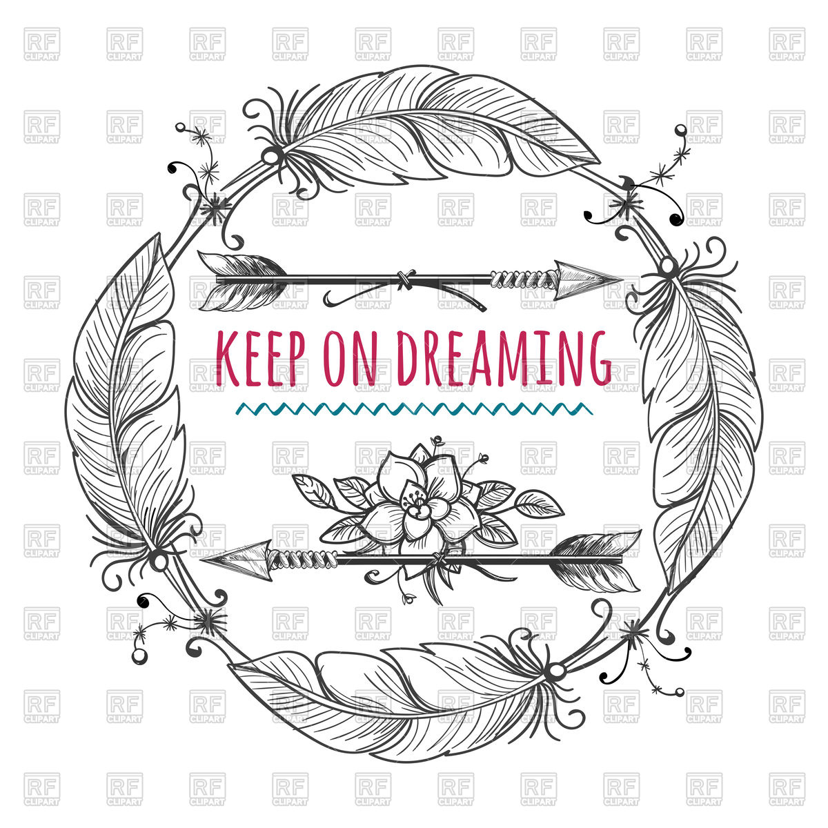 1200x1200 Frame With Boho Arrows And Feathers Vector Image Vector Artwork