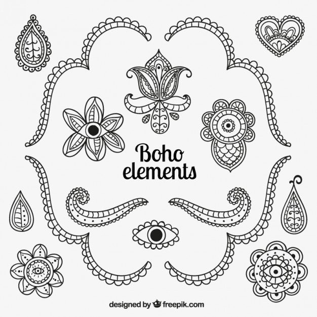 626x626 Hand Drawn Boho Elements Vector Free Download