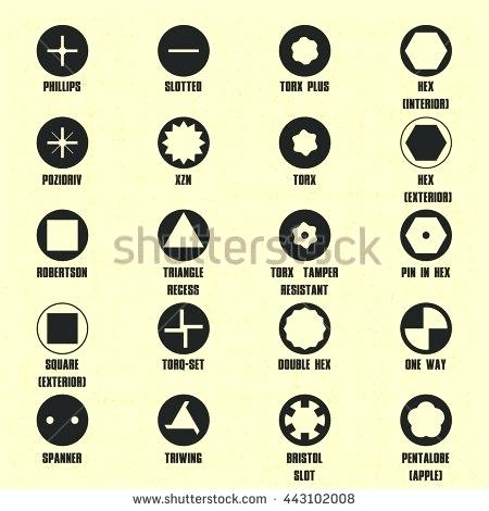 450x470 Bolt Heads Types Vector Dark Grey Screw Heads Top View Silhouette