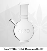 180x195 Art Print Of Stylized White Bong With An Inscription 4 20. Vector