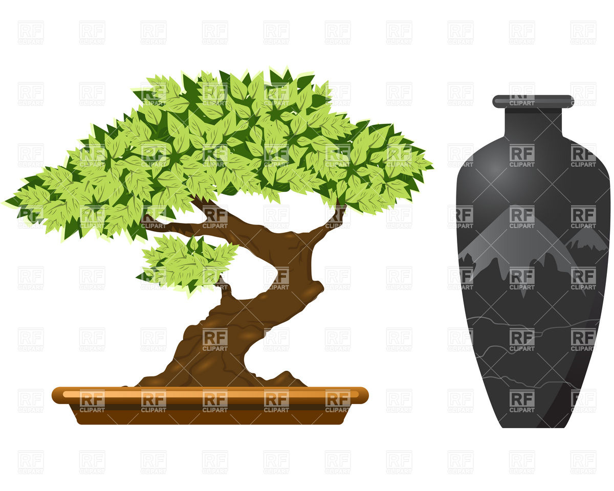 1200x960 Japanese Bonsai Tree And Vase Vector Image Vector Artwork Of