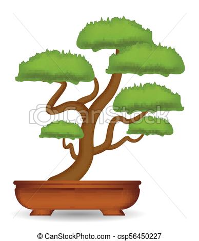 388x470 Bonsai Tree On A White Background Vector.