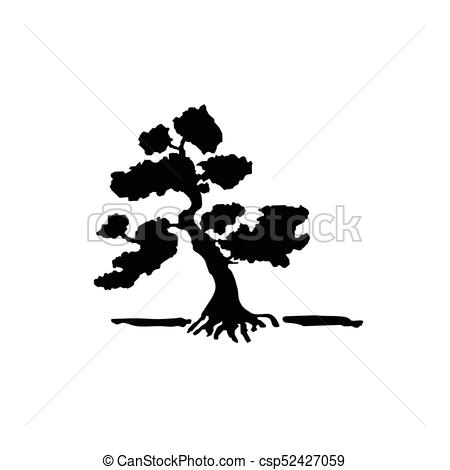 450x470 Vector Silhouette Of Bonsai Tree.