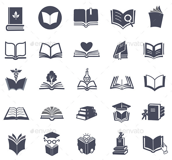 590x550 Set Of Vector Book Icons. By Vectorgirl Graphicriver