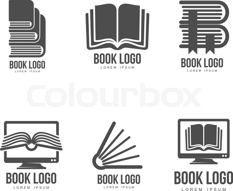 800x657 Set Of Black And White Book Logo Designs, Vector Illustration