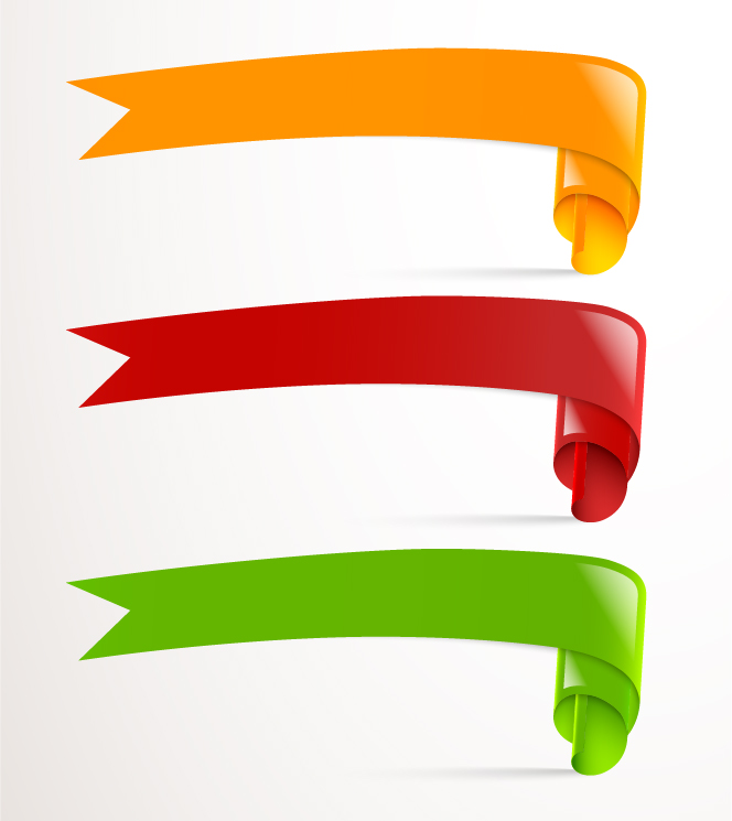 664x745 Colored Ribbon Bookmarks Vector 02 Free Download