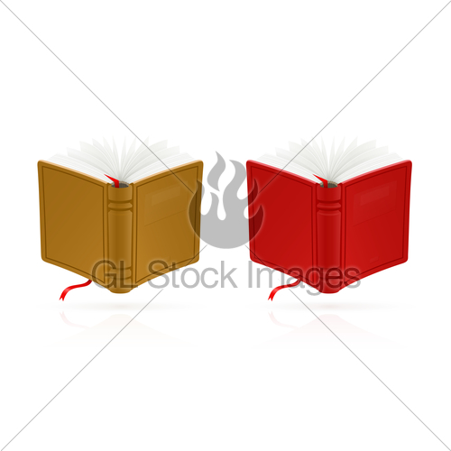 500x500 Blue Open Book With Red Bookmark Vector Gl Stock Images