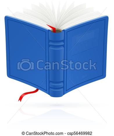 392x470 Blue Open Book With Red Bookmark Vector. Blue Open Book With Red