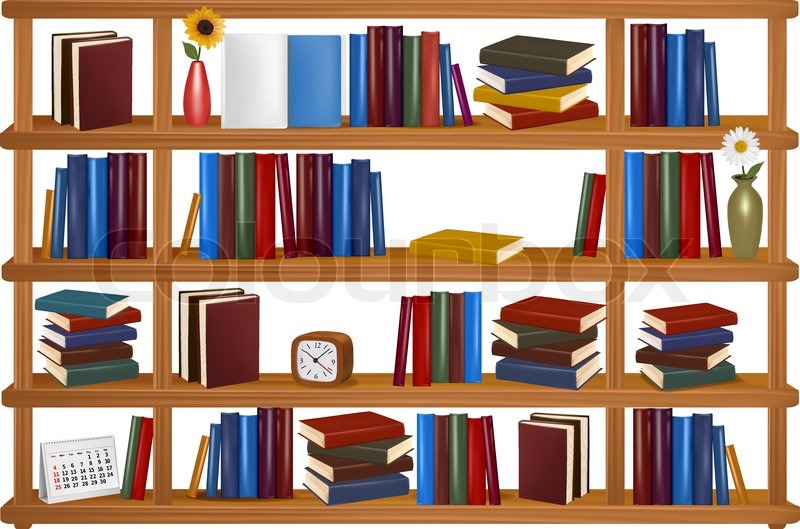 800x529 Vector Wooden Bookshelves. Stock Vector Colourbox