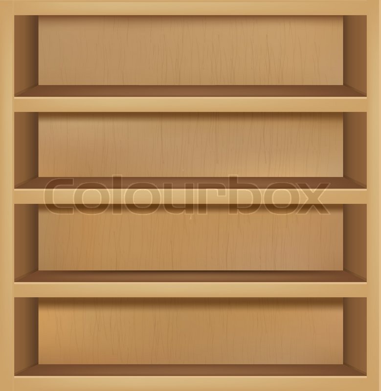 779x800 Wooden Empty Bookshelf, Vector Illustration Stock Vector Colourbox