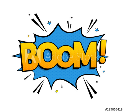 500x450 Comic Lettering Boom. Vector Bright Cartoon Illustration In Retro